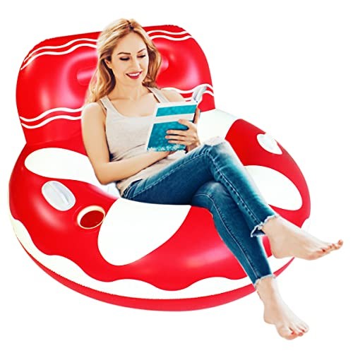 Pool Lounger Float for Adult, Float Hammock, mesh Bottom Pool Float, with red