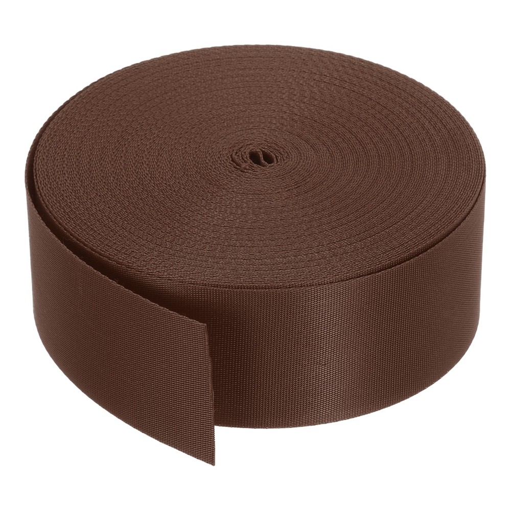 Flat Nylon Webbing Strap 2 Inch 25 Yards Brown for Backpack