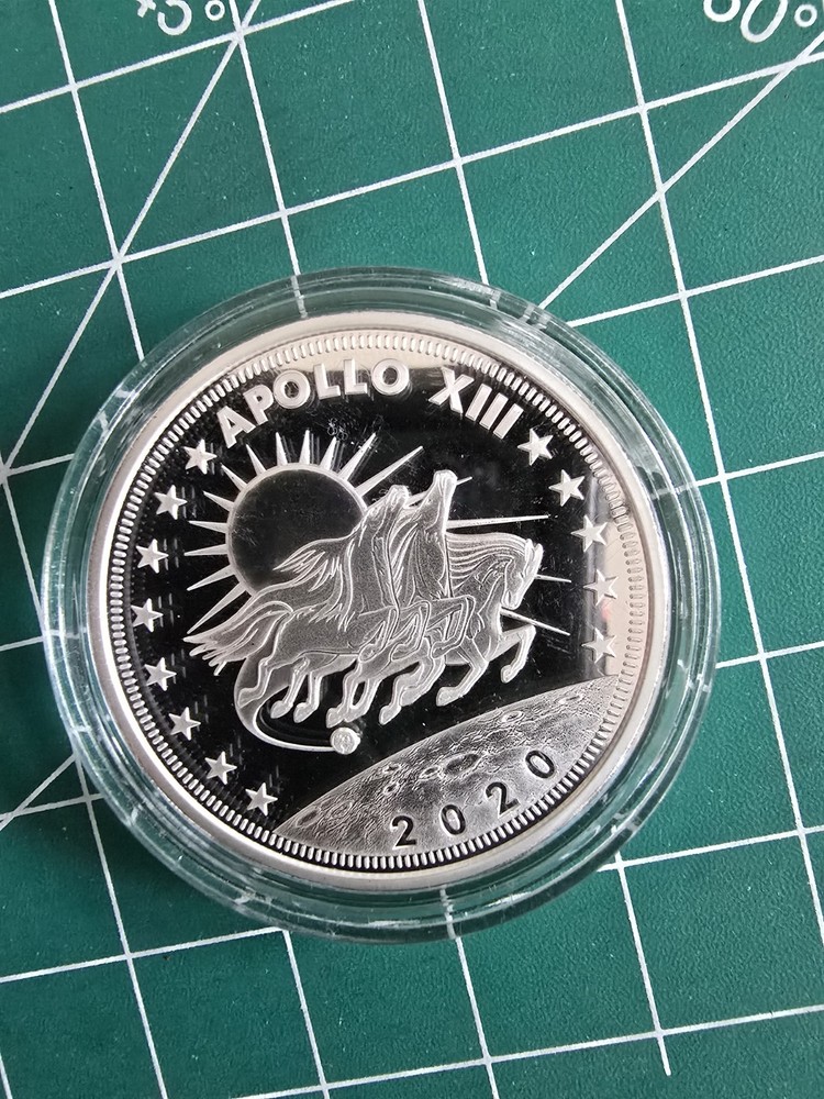 Comemmorative Apollo XIII Coin In Protective Capsule NASA Space Program