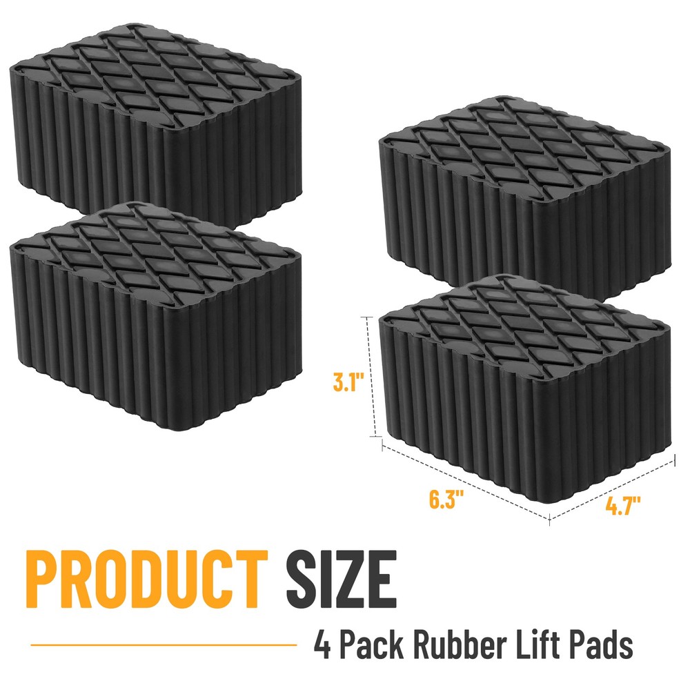 4PCS 3" Tall Solid Rubber Stack Blocks Universal for Auto Lift Rolling Jack New