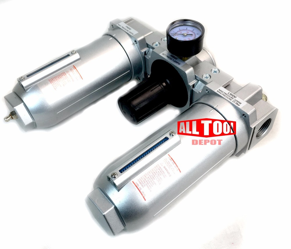 1" HEAVY DUTY HIGH FLOW Combo FILTER REGULATOR LUBRICATOR Clean Air Tools