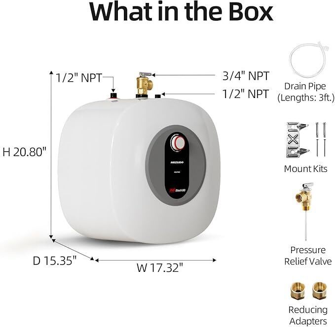 8.0 Gallon Electric Mini Tank Water Heater Instant Hot Water 1440W For RV Camper