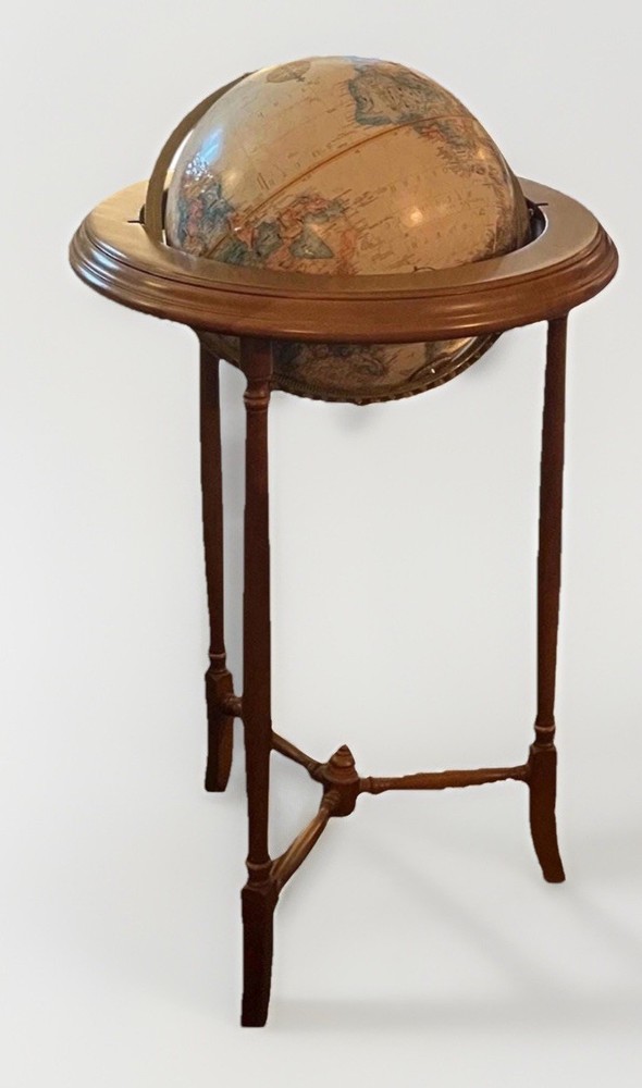Replogle Regency 12” Antique Ocean Floor Globe Walnut Stand Library Study