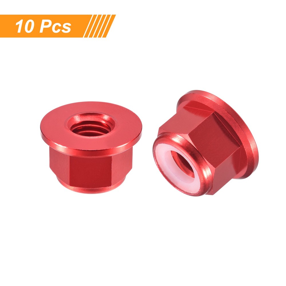 Nylon Insert Hex Lock Nuts, 10pcs - M8x1.25mm Self-Locking Nut(Claret)