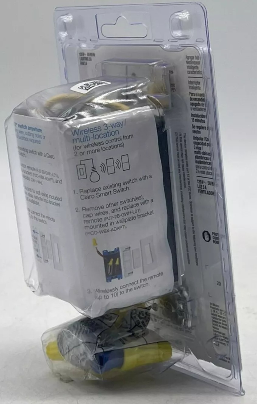 🆕 Lutron CLARO Smart Switch for Caseta, Lighting 5A/ Fan 3A (DVRF-5NS-WH-R) 🆕