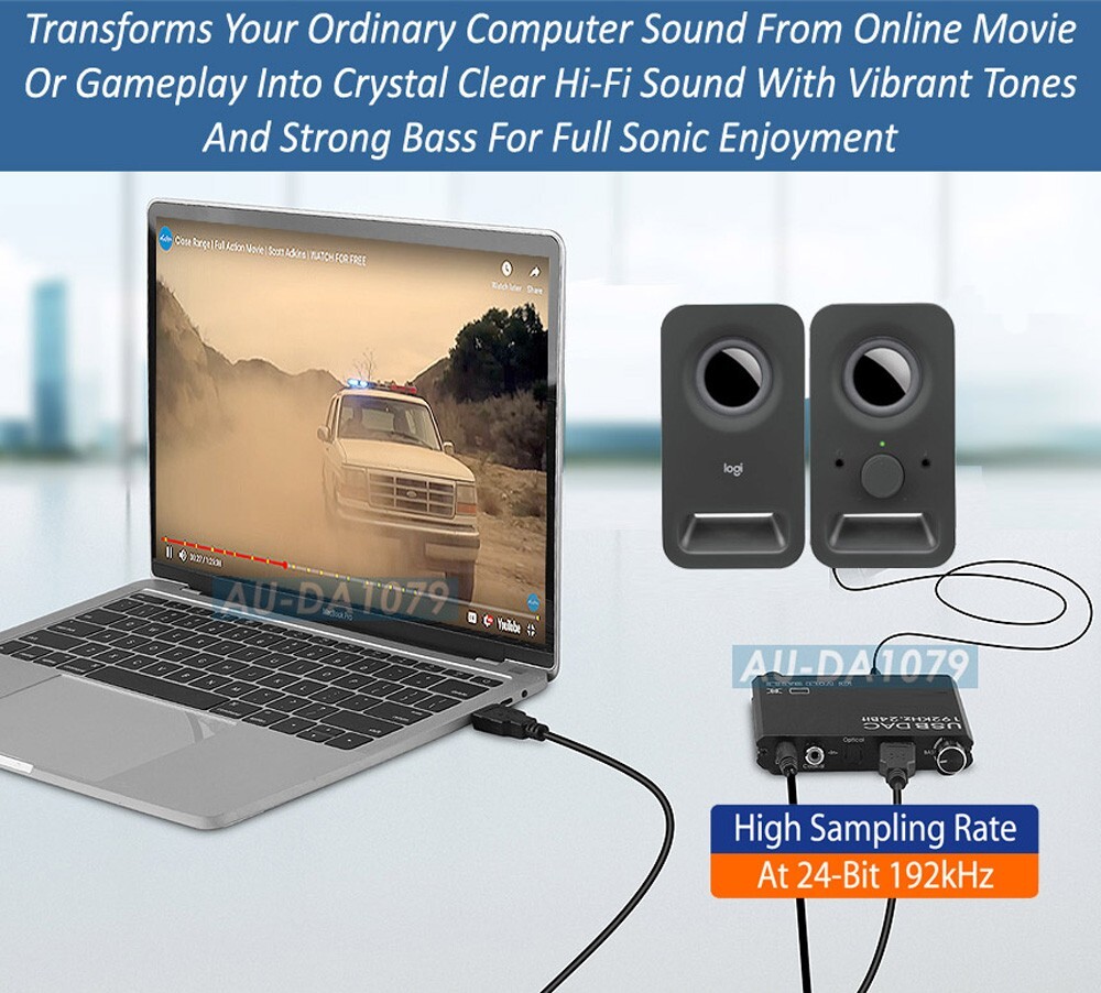 Premium Digital To Analog Audio Decoder Volume Bass Control Dial USB Sound Card