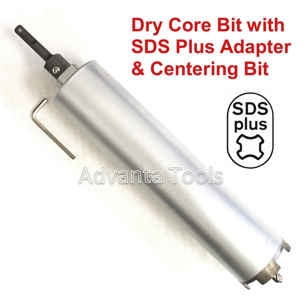 1" Dry Diamond Core Bit for Concrete with SDS Plus Adapter & Pilot Drill Bit