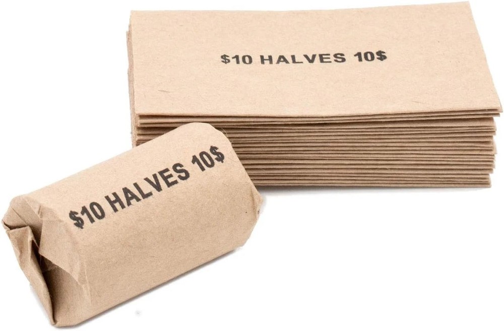 Half Dollar Flat Coin Wrappers Brown Paper Solid Bundle Of 100