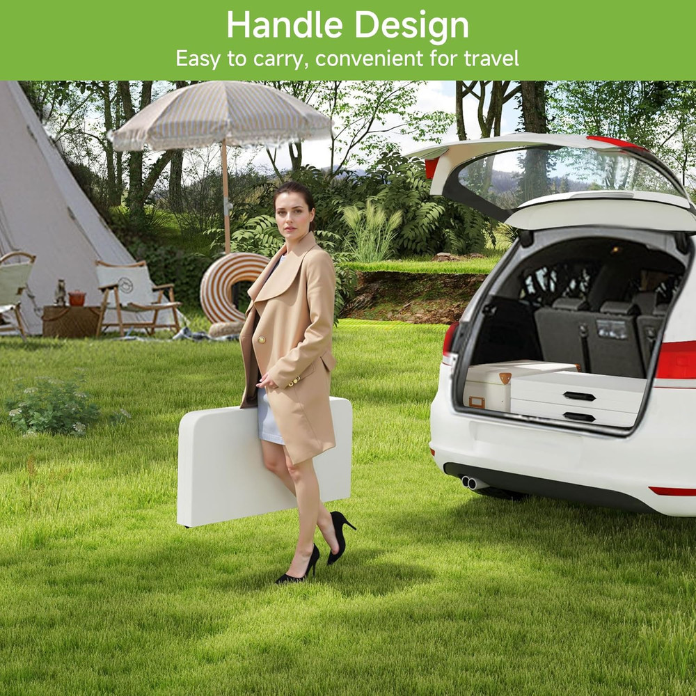 Folding Table, 34" Square Portable Card Table with Handle and Removable Legs for