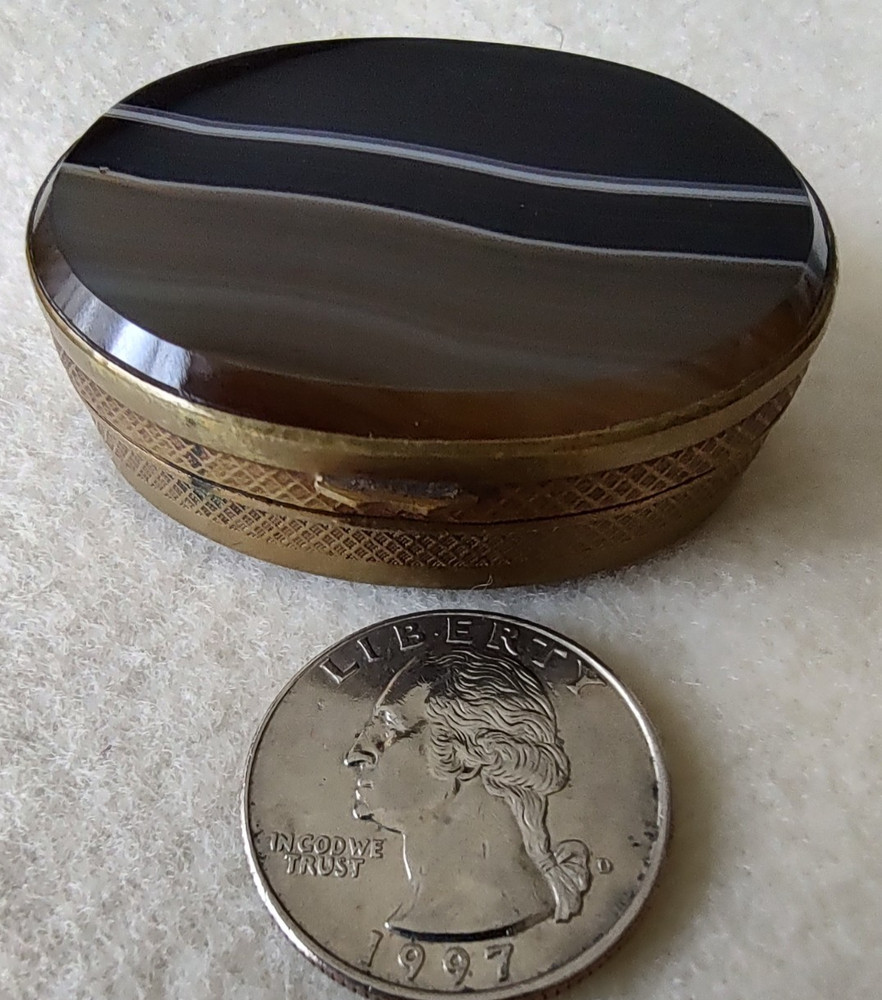 Oval Double Sided Agate Stone Snuff Box