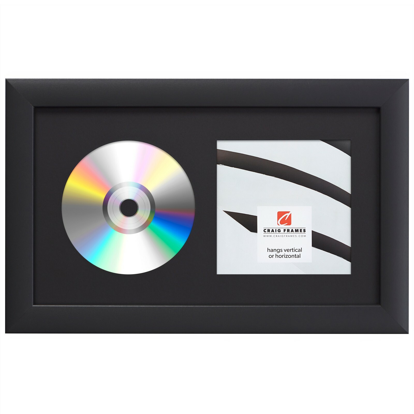 Craig Frames Complete 7x12 CD Display Black Frame with Glass and Matting