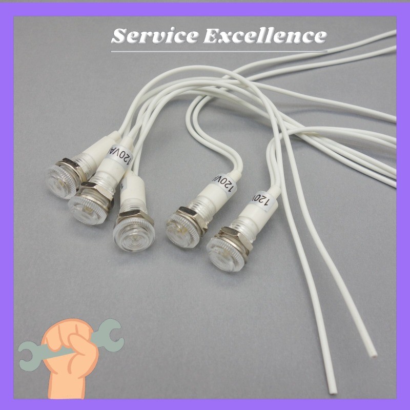 NEW 5X 120V AC 10mm White Panel Mounting LED Indication Signal Pilot Lights