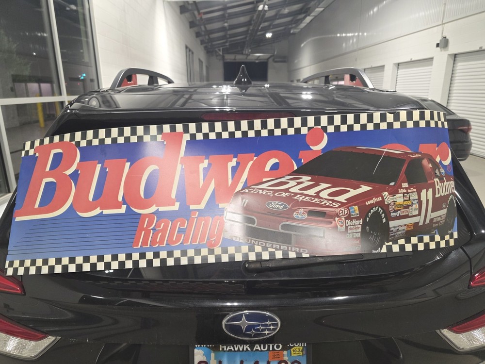 Vintage Budweiser Racing Sign Platic