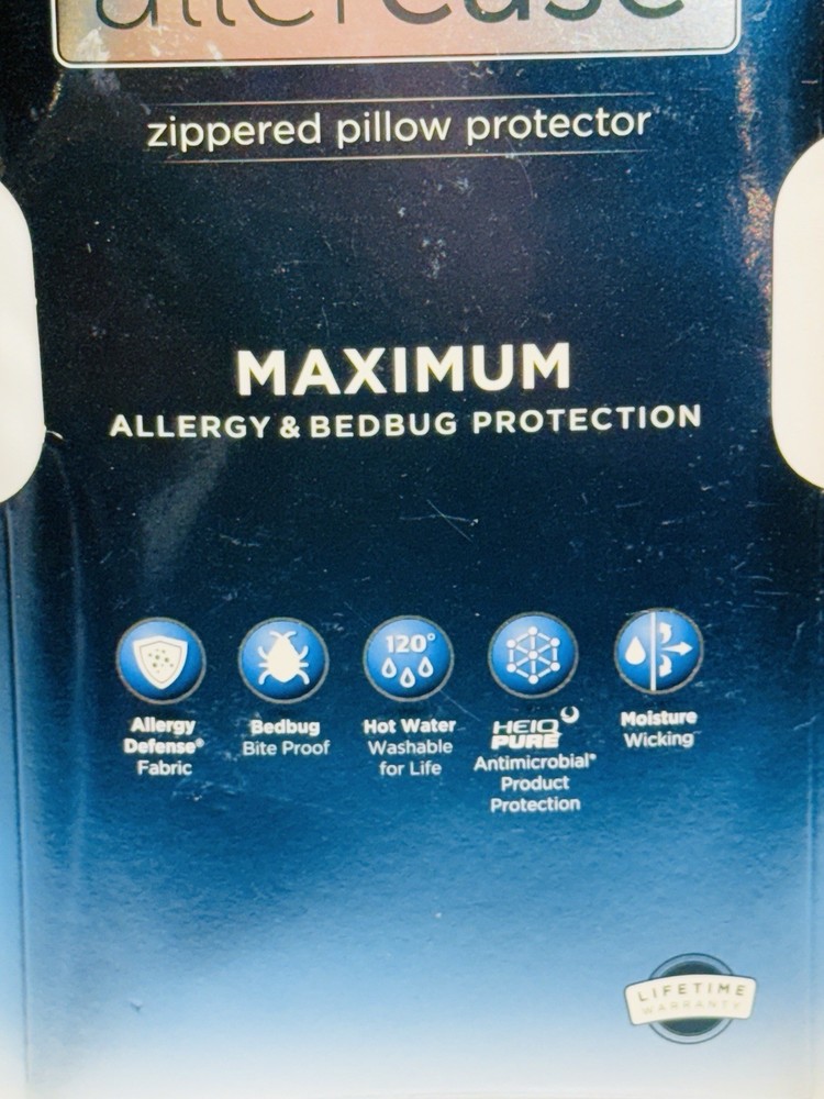 Allerease Zippered Pillow Protector King 20”x36” Max Allergy & Bedbug Protection