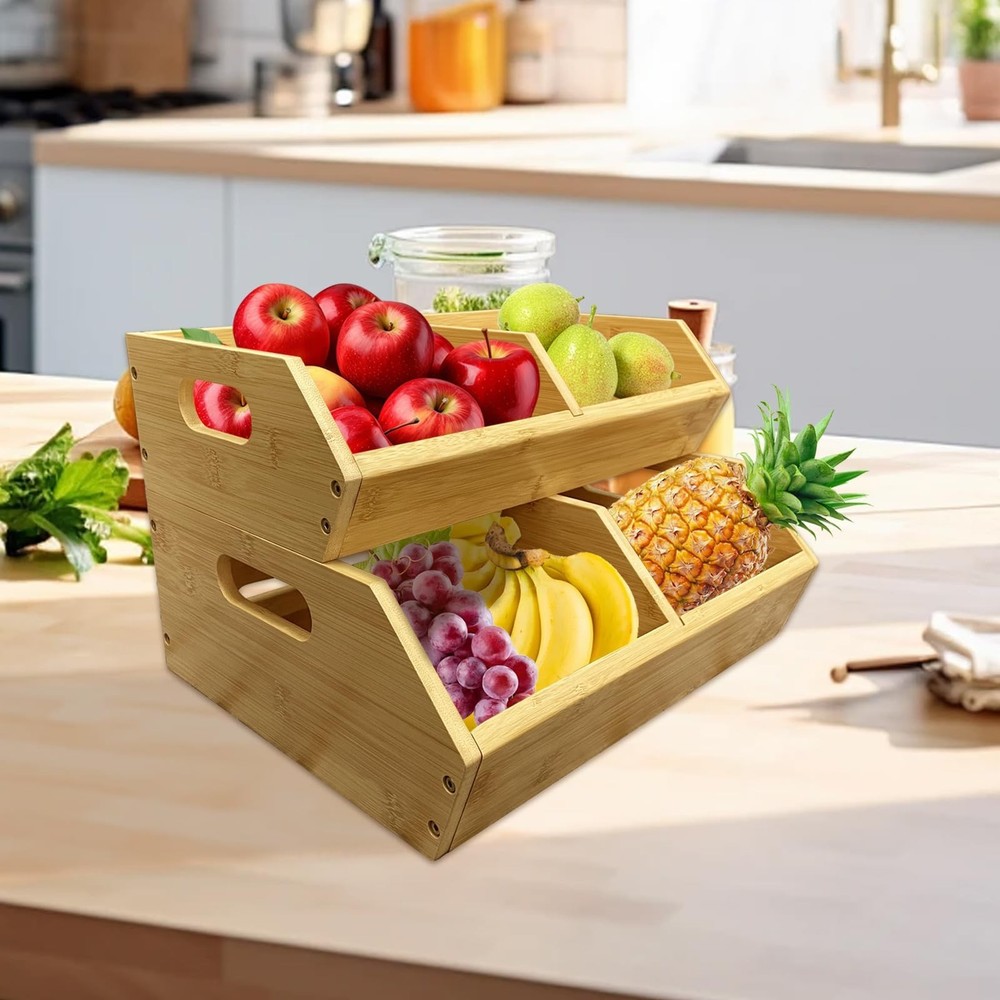 2-Pack Stackable Vegetable Storage Bins, Kitchen and Pantry Organiz... Fast Ship