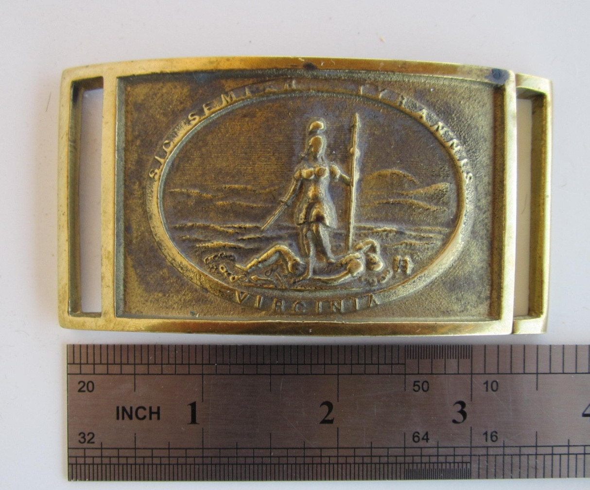 CIVIL WAR BELT PLATE VIRGINIA STATE CAVALRY - BENCH MARKED Reproduction