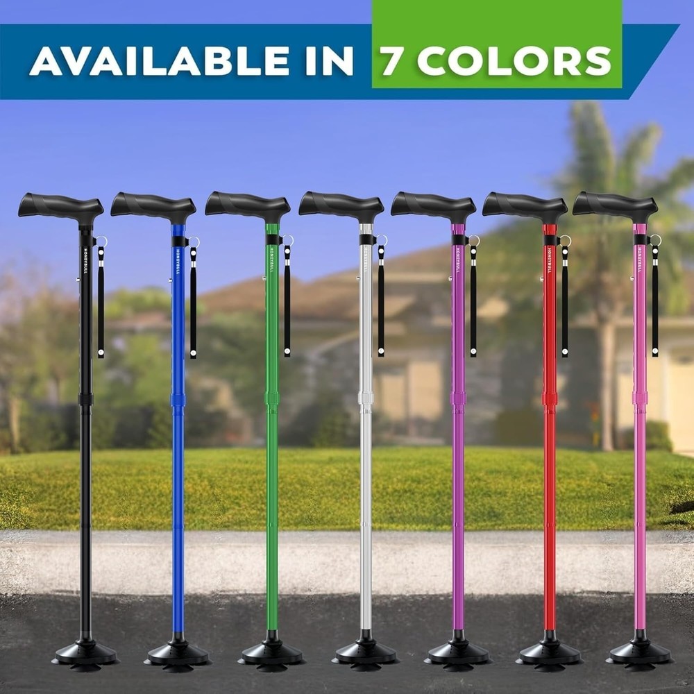 Adjustable Height Walking Cane - Supportive, Lightweight, and Easy to Store