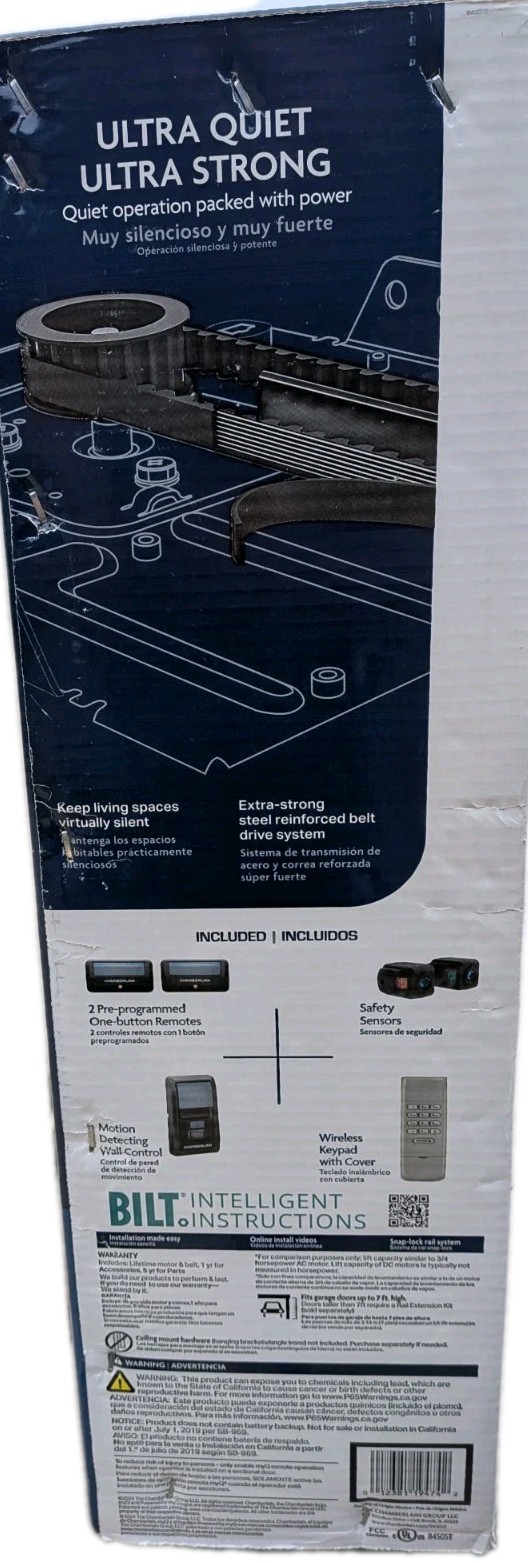 Chamberlain 3/4 HP Smart Quiet Belt Drive Garage Door Opener + Keypad B4505T