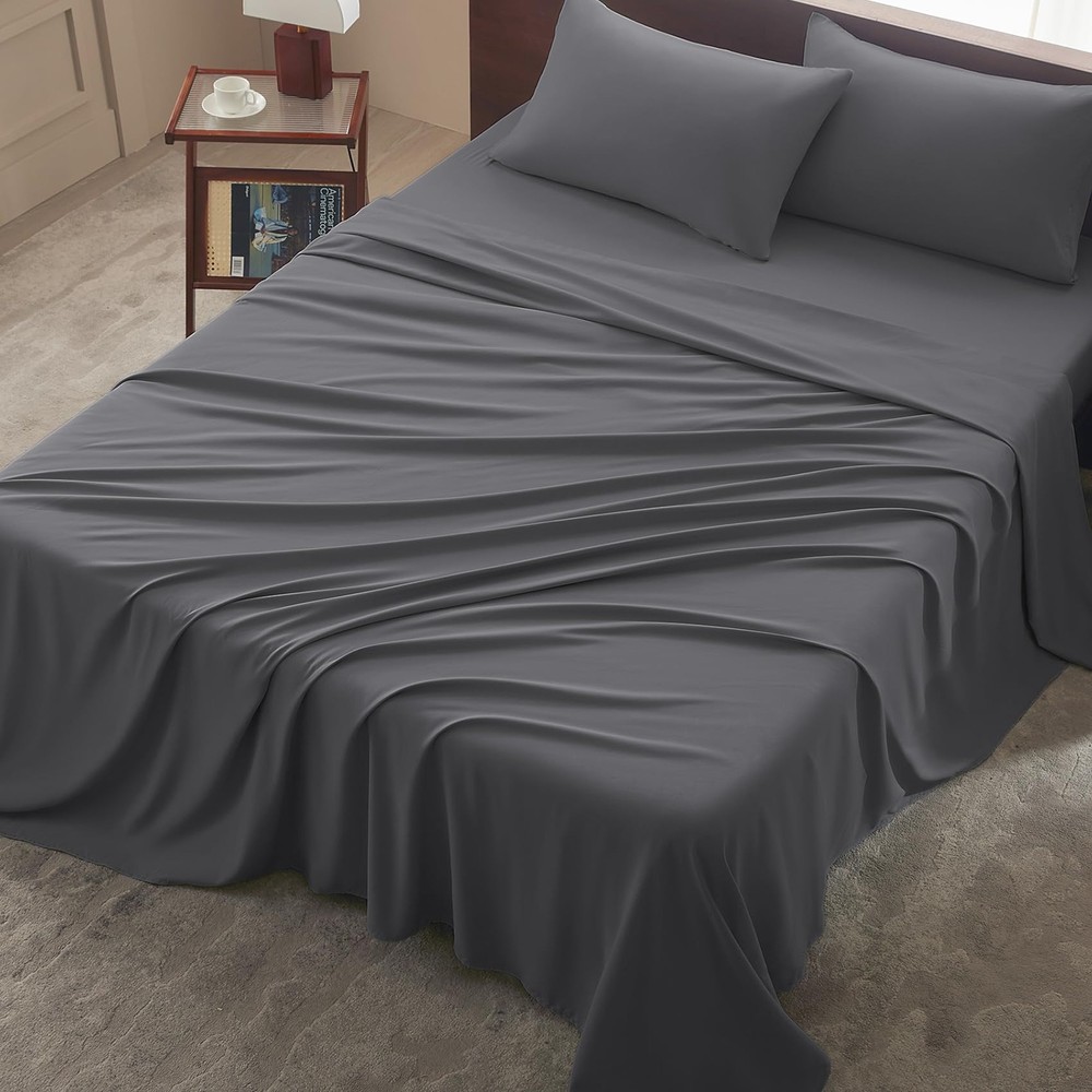 USXIBEI Full Size 4 Piece Sheet Set - Comfy Breathable & Cooling Bed Sheets Set,