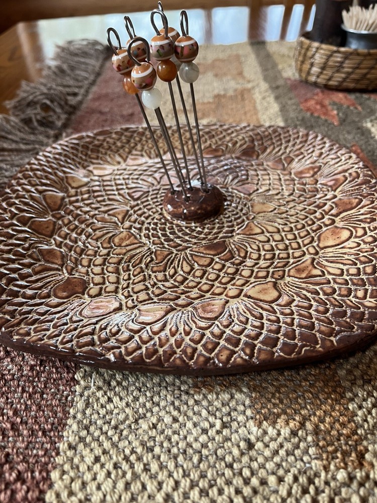 Handmade Pottery hors d’oeuvre Pine Cone Tray