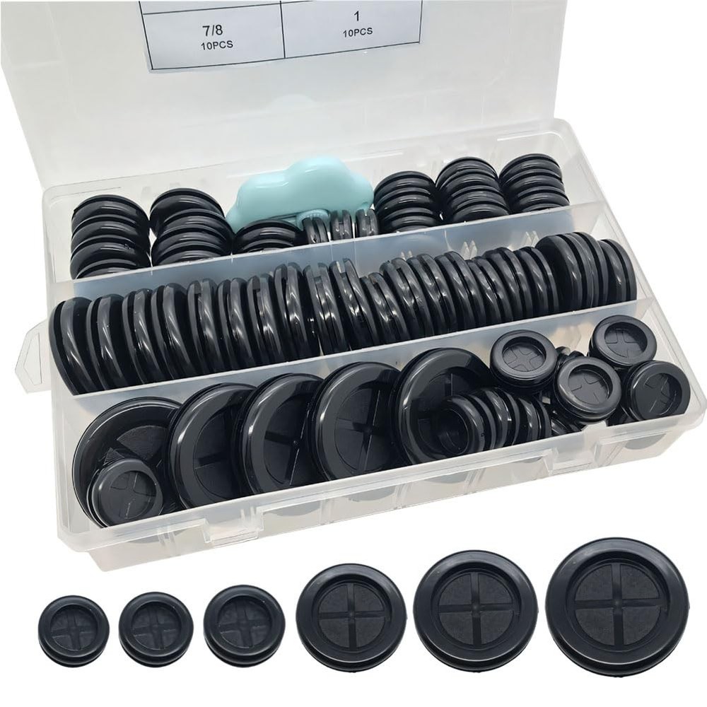 65Pcs Round Rubber Grommets kit 6 Sizes Double Sided for...