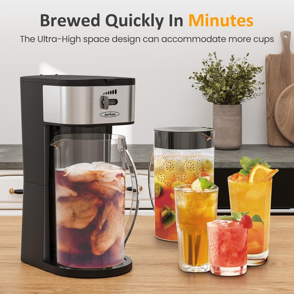 Iced Tea Maker with 3-Quart Pitcher, Iced Coffee Brewing Maker for Ground Cof...