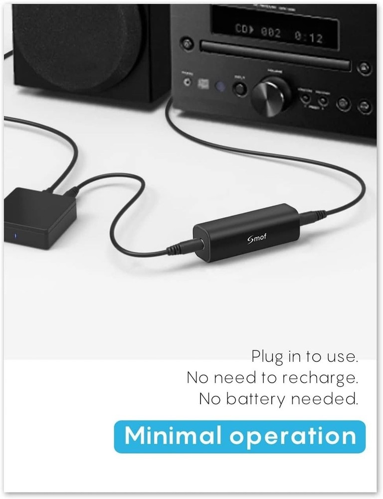 User-Friendly Ground Loop Noise Isolator - 3.5mm Cable Included, Portable Design