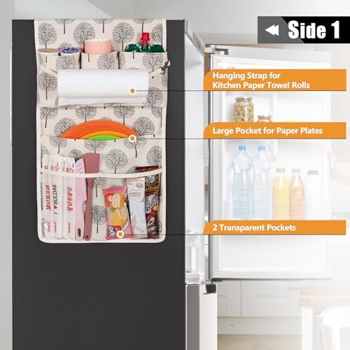 Mini Fridge Organizer Storage with 11 Pockets, Mini Fridge Caddy Large Tree