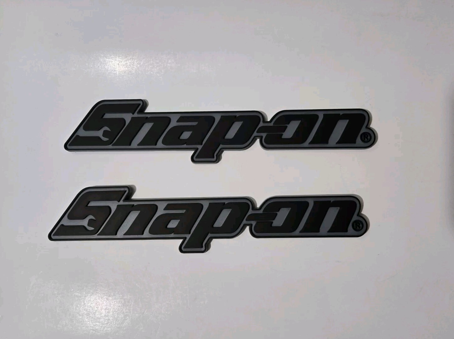 2PK SNAP ON TOOL BOX LOGO EMBLEM MATTE BLACK Plastic Badge Decal 8"+3 BLKOUT DRV