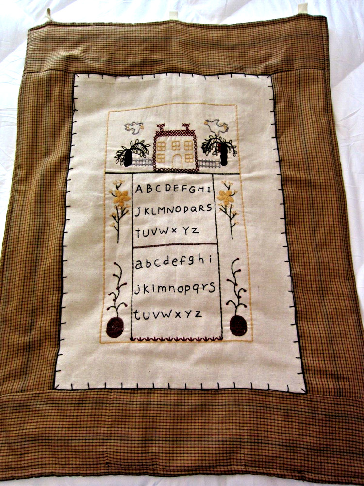 QUILT EMBROIDERED SAMPLER WALL HANGING-HANDMADE!