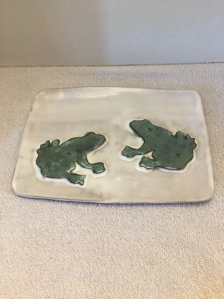 Frog Art Pottery Decor Piece Looks To Be Initialed & Dated 2014