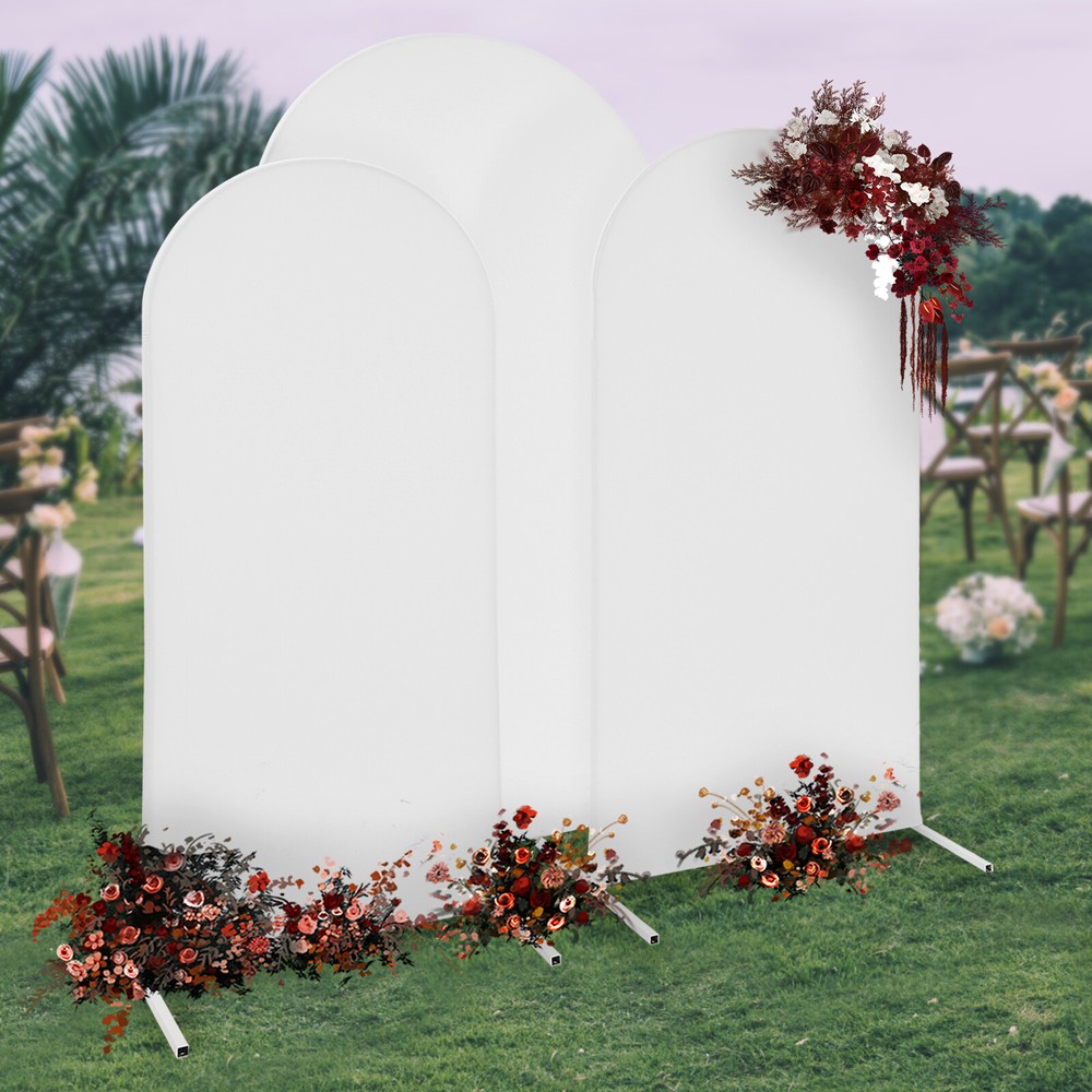 3X White Arch Backdrop Stand Set Wedding Arch Stand Backdrop Decor with Covers