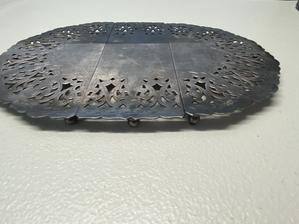 Silver plated Denmark tray Different adjustable lengths,footed Tray.Rare& Unique