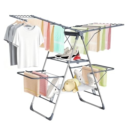 Clothes Drying Rack Foldable 2-Level Laundry Racks for Drying Clothes