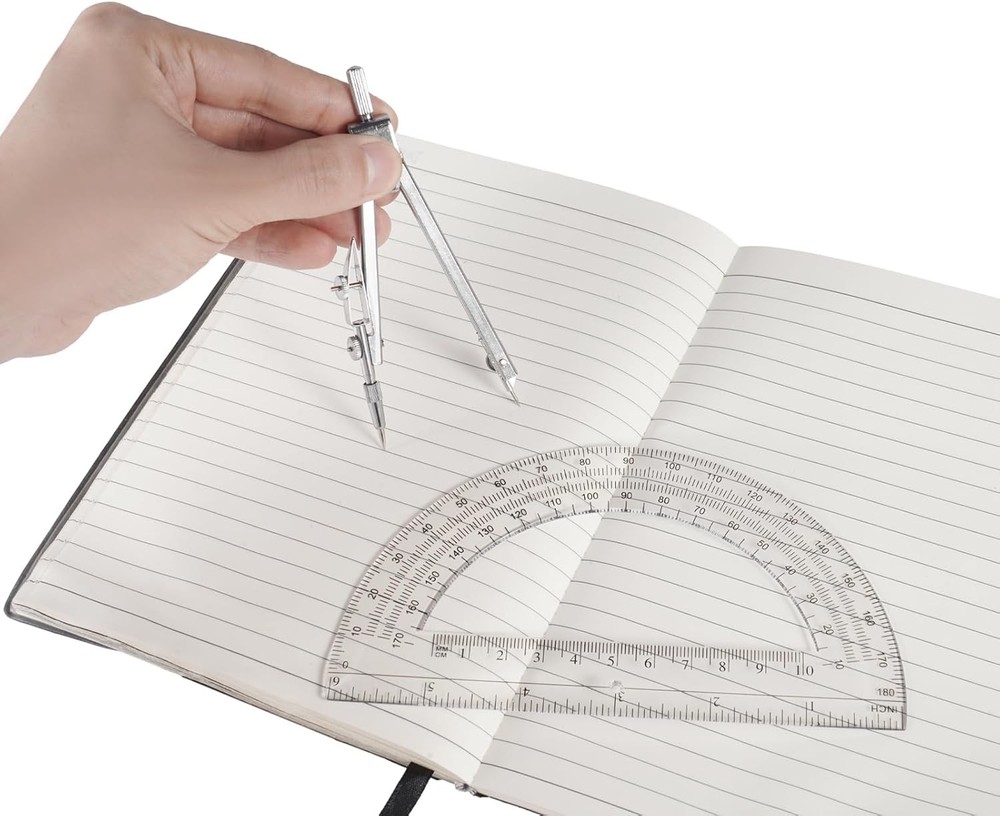 Protractor and Compass Set, Protractor, Silver