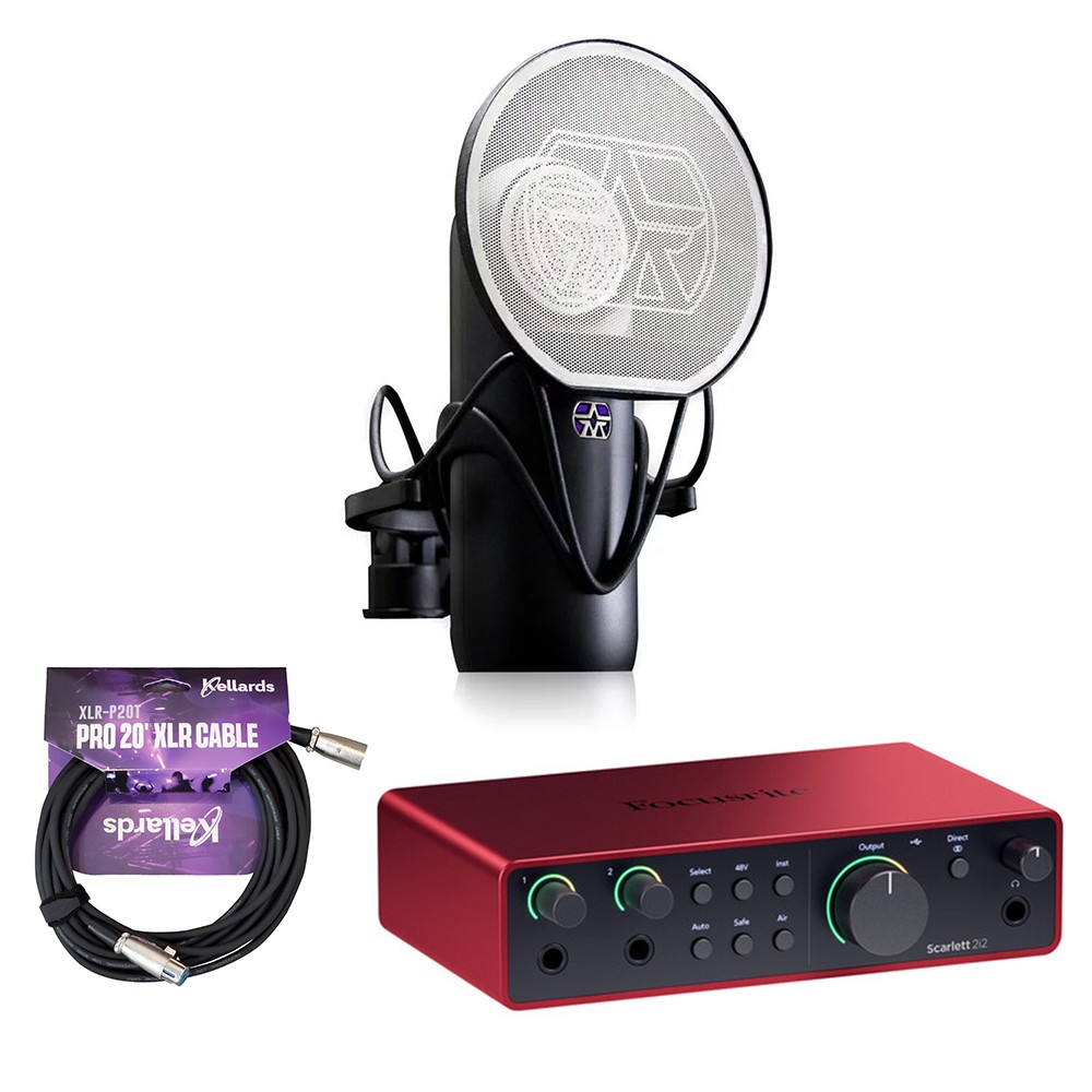 Focusrite Scarlett 2i2 USB-C Audio Interface 4th Gen w/ Microphone KIT & Cable