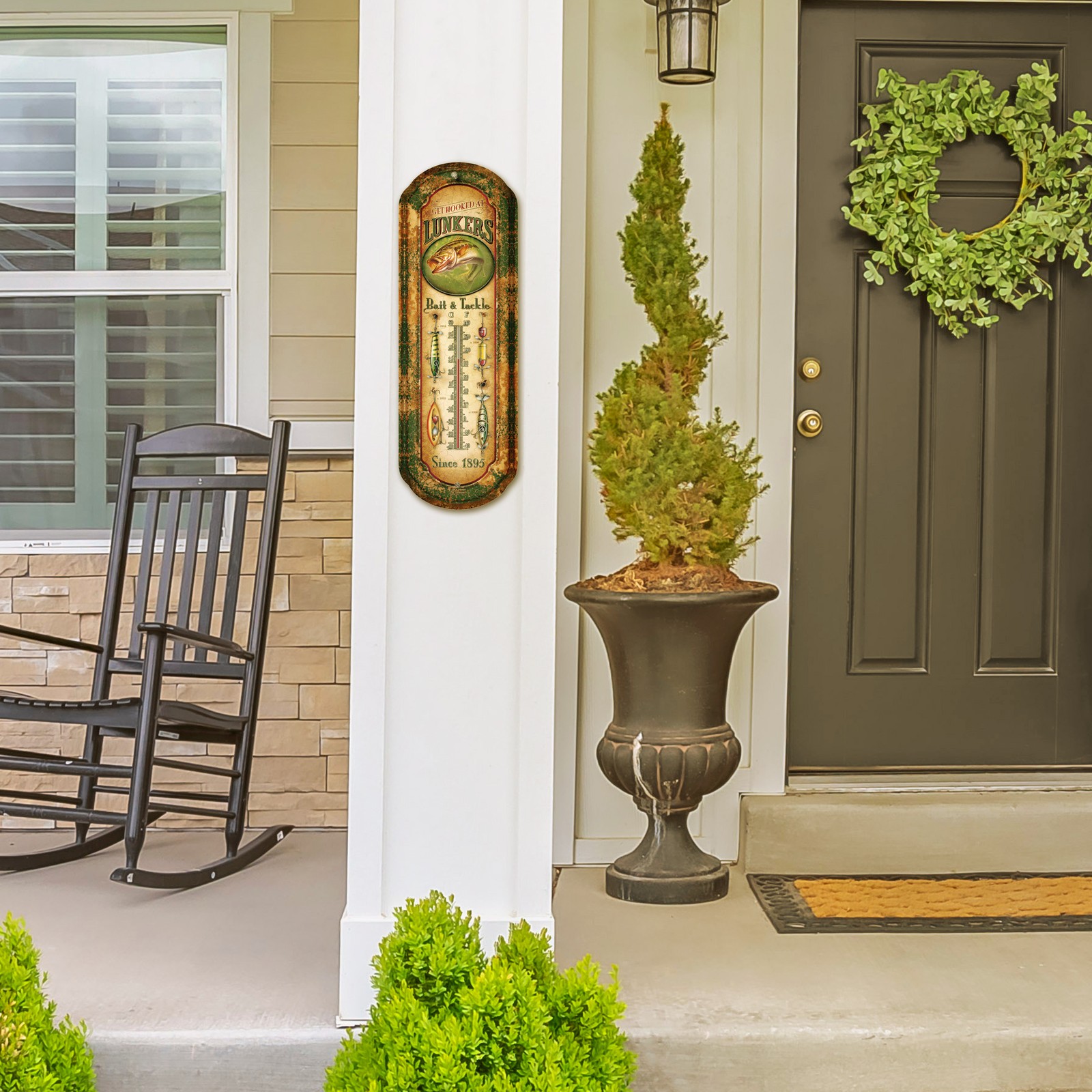 Rivers Edge Products Tin Thermometer, 17" x 5" Indoor or Outdoor Thermometer,