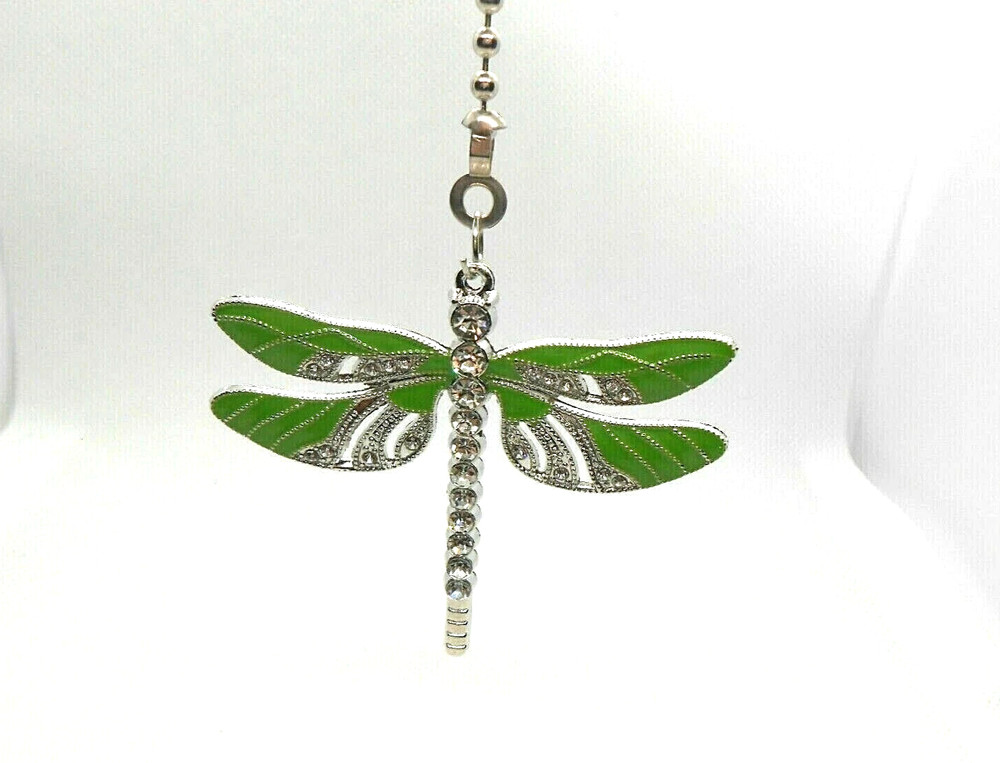 Lime Green Rhinestone Dragonfly Ceiling Fan Pull or Light Pull
