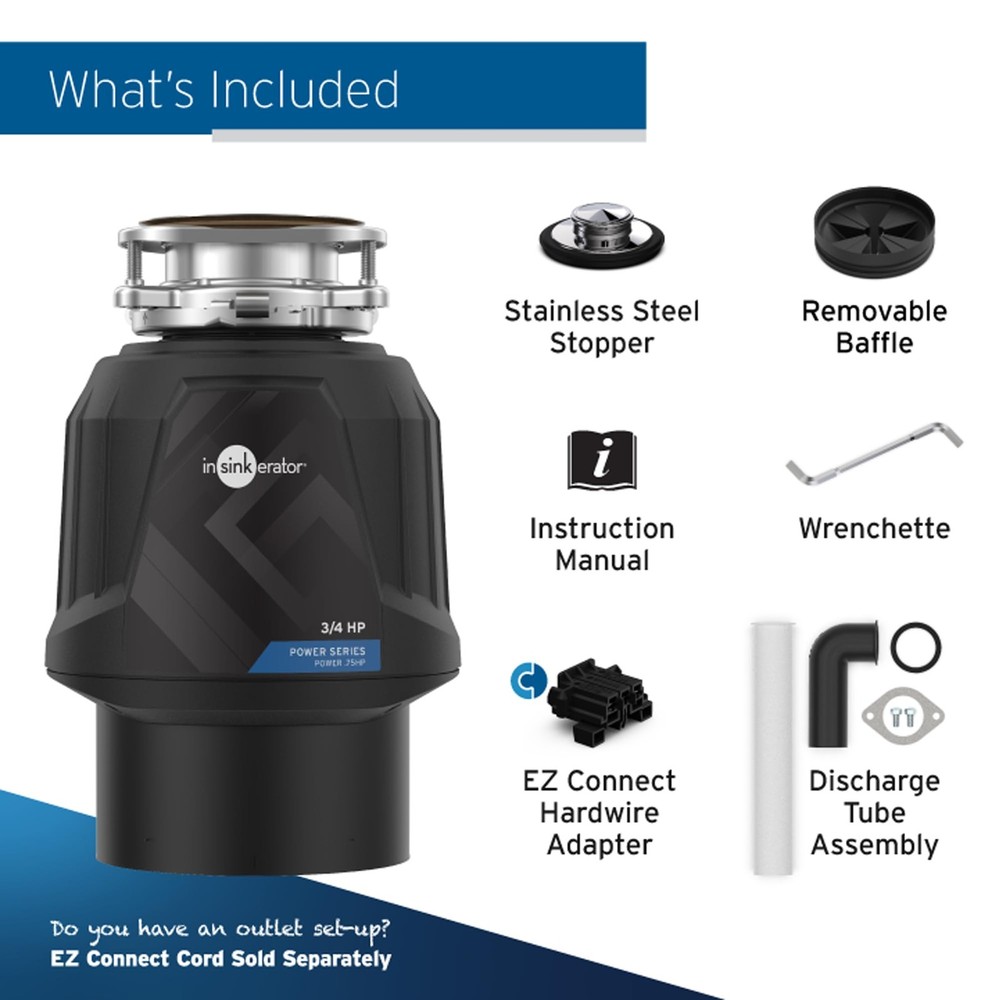 InSinkErator POWER75 3/4 HP Garbage Disposal Power Series, Continuous Feed
