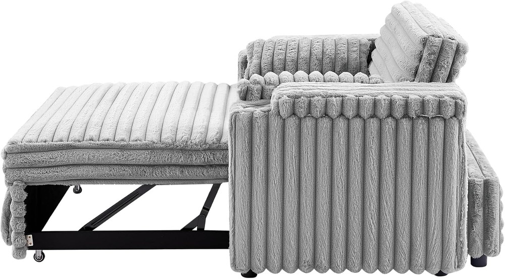 3-in-1 Convertible Sofa Bed with USB, Adjustable Backrest & Cup Holder