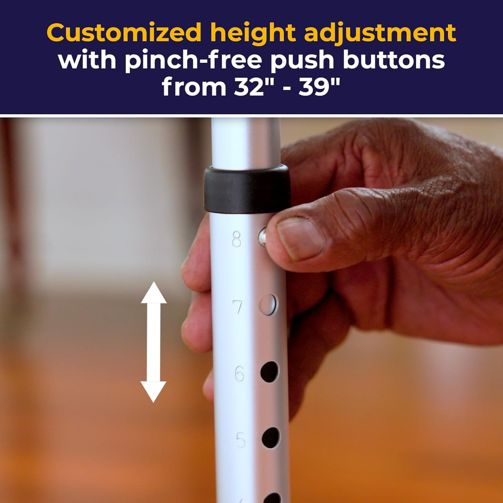 Trigger Release Folding Walker - Lightweight Brushed Steel Design - Easy Trig...