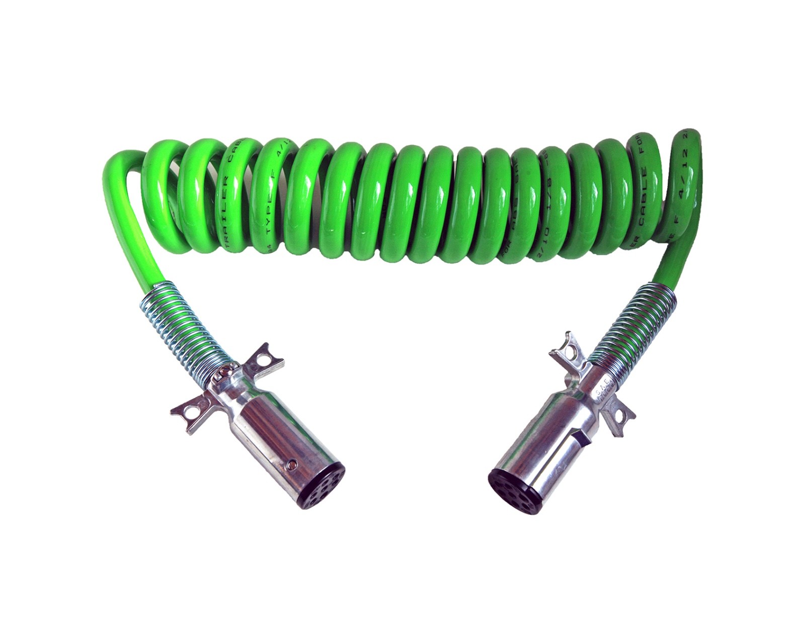 Road Superior Truck Parts 15 ft Coiled ABS 7-Way Electric Cable w/ 2 x 12" Leads