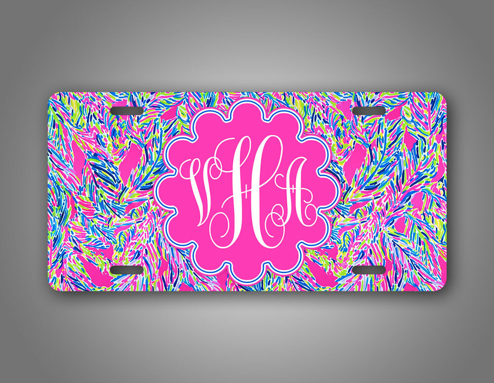 Personalized Pink Lilly Pulitzer Monogram License Plate