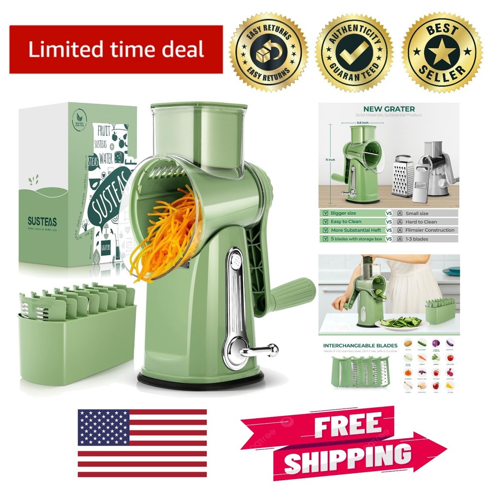 Multi-Purpose Cheese & Vegetable Shredder with Suction Grip - Vintage Style