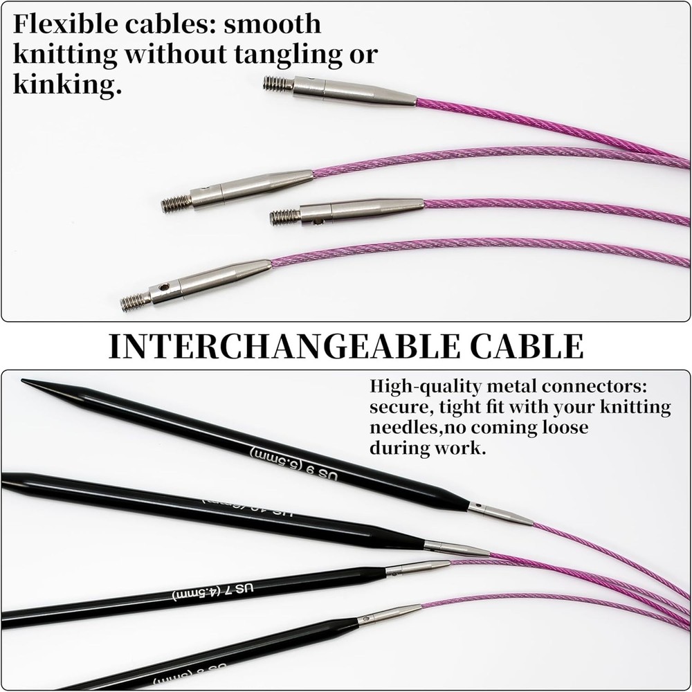Elegant 9-Pair Interchangeable Circular Knitting Needles for Creative Projects