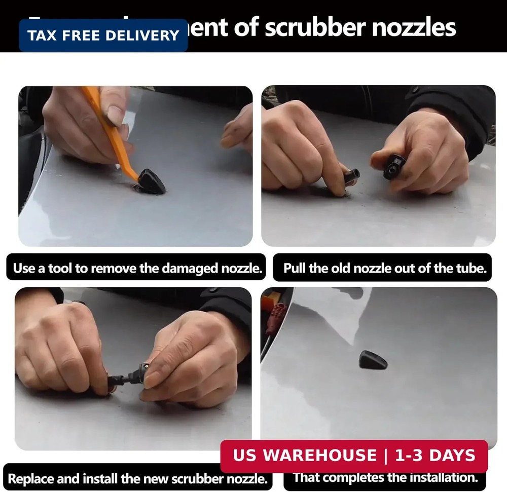 Windshield Washer Nozzles 2 Pack, Front Wiper Spray Jet Replacement, Single Hole