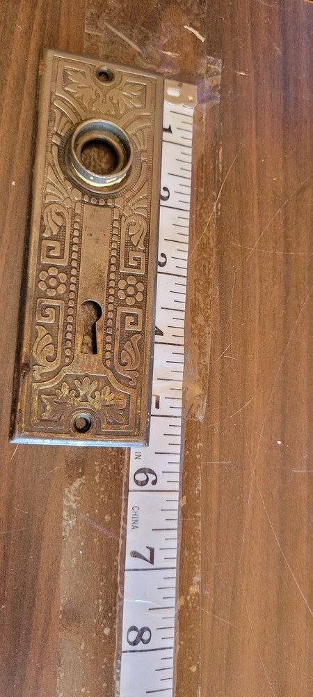 Vintage Brass Door Knob Set-Knobs, Back Plates, Mortise Lock No Key