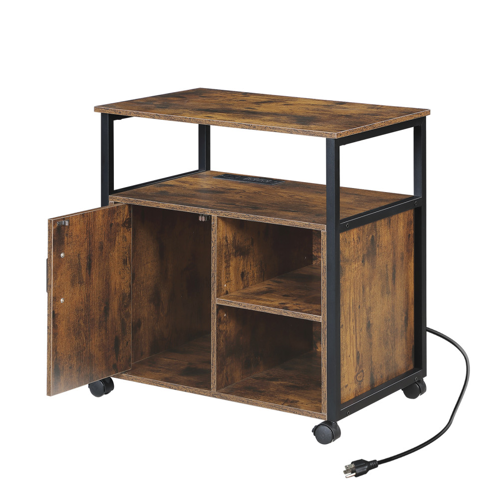 File Cabinet with Power Outlet Features USB Ports and Storage Functionality