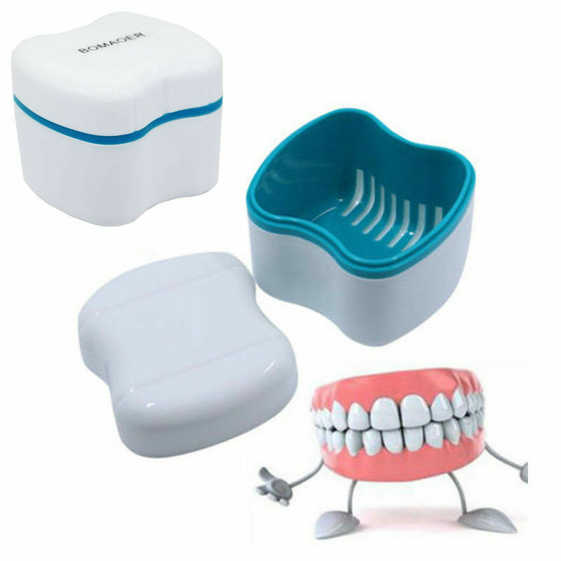 Dental False Tooth Bath Case Rinsing Basket Teether Holder Denture Box Container