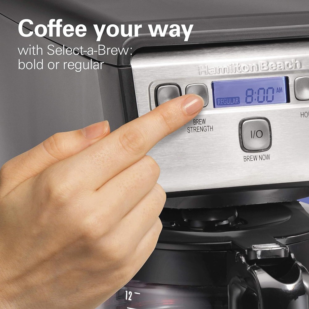 Cup Compact Programmable Drip Coffee Maker with No-Drip Burosilicate Glass